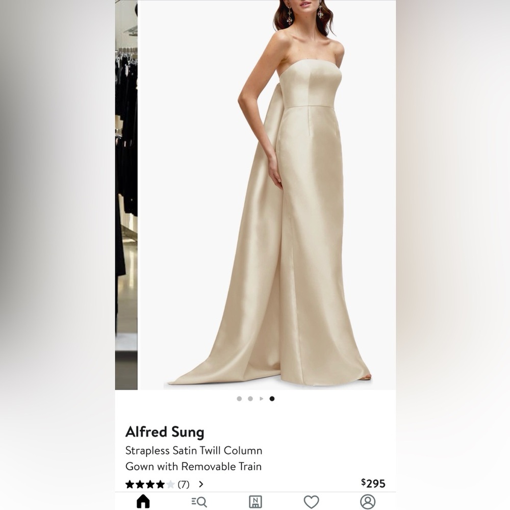 ALFRED SUNG Cream Strapless Satin Dress - Picture 3 of 8